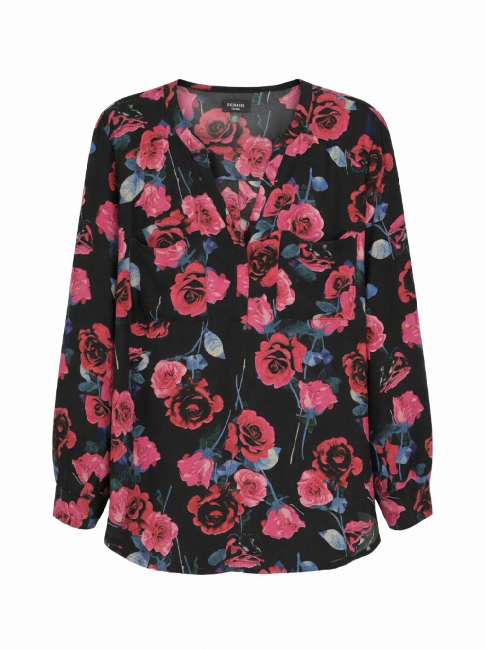 Torrid Black Pink Women's Floral Long Sleeve Blouse Plus Size 3